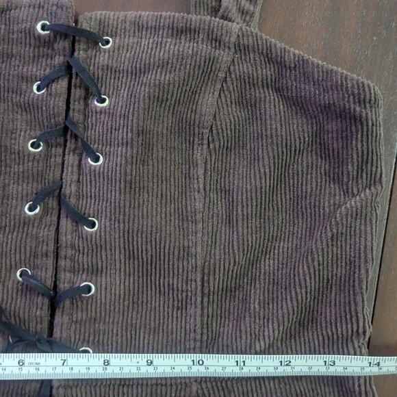 Don't Ask Why Brown Corduroy Lace Up Tank Top One Size Fits Most - Picture 5 of 8